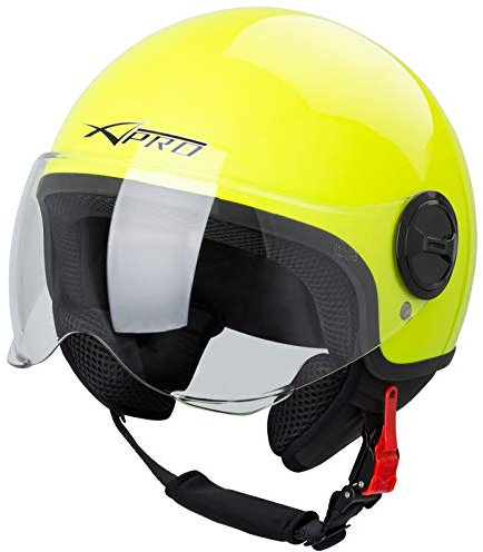 A-PRO SRL Casco Jet Demi Urban Moto Omologato ECE 22-06 Avio Sferica SonicMoto Fluo XS