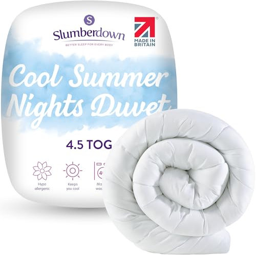 Slumberdown Cool Summer Nights 4.5 Tog Single Duvet - Lightweight & Breathable Summer Duvet for Hot Nights | UK-Made Single Quilt, Non-Allergenic & Washable (135 x 200cm)