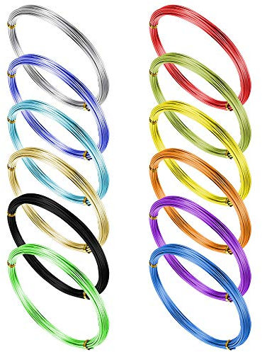 PERFETSELL 12 Rollen Schmuckdraht Bunt 0.8MM Aluminium Basteldraht Mehrfarbig Schmuck Dekodraht Schmuckherstellung Aluminiumdraht Biegbar Perlen Draht Metalldraht für DIY Schmuckherstellung