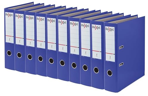 Rexel Pack of 10, Blue, A4 Lever Arch Files, 75mm Spine, Holds 500 Sheet