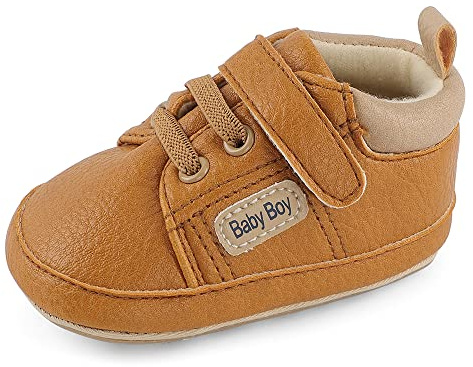 MASOCIO Scarpe Neonato Scarpine Primi Passi Bimbo Maschio Scarpette Bambino Taglia 19 Marrone 6-12 Mesi