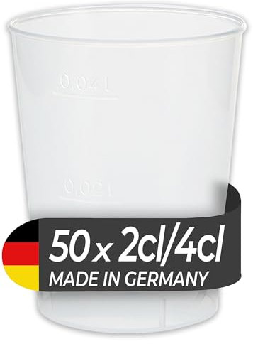 LogiPack GeRo 50 Mehrwegbecher 2cl / 4cl Schnapsbecher Made in Germany | Wiederverwendbar | transparent aus PP (Schnapsbecher 2cl / 4cl)