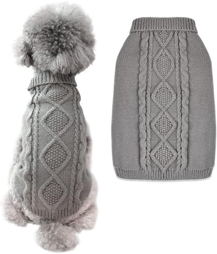 FWLWTWSS Hundepullover, Winter Warmer Hundepullover Kleine Hunde Rollkragen Strickpullover Hunde Pullover Weich Hundepulli Hundekostüm Hundebekleidung für Kleine Mittelgroße Hunde und Katzen Small