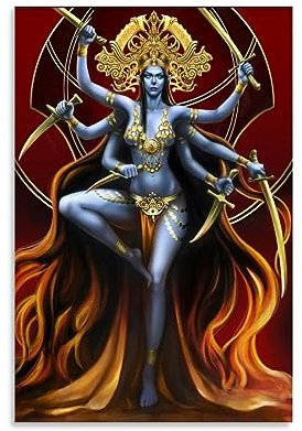 ELedvb Kali Hindu Göttin Kunst, Leinwand-Poster, dekoratives Gemälde, Leinwand-Wandposter und Kunstdruck, modernes Familienschlafzimmer-Dekor-Poster, 60 x 90 cm