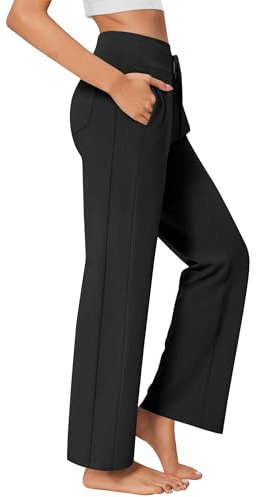 PINSPARK Pantalon De Yoga Long pour Femme UPF 50+ - Pantalon De Protection Solaire Leggings De Sport Pantalon De Jogging Taille Haute Pantalon De Sport De Plein Air 4 Poches avec Cordon De Serrage
