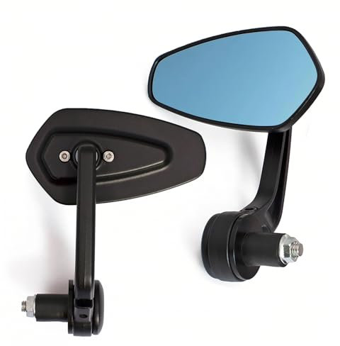 YUJYGAO Lenkerendenspiegel Motorrad Spiegel Rückspiegel, Universal 7/8 22mm Seitenspiegel 360°Drehbarer Lenkerspiegel für Street Bike Roller Moped Supermoto Quad ATV (Schwarz#4)