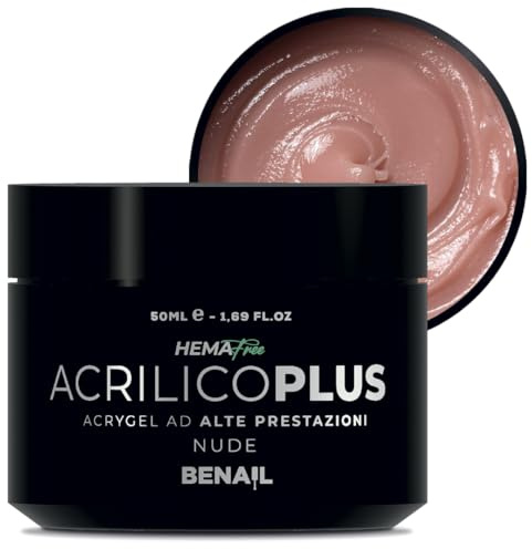 Benail | Gel Acrilico Plus Nude, HEMA Free, TPO Free, | Acrigel per Unghie con Dual Form | Gel Ricostruzione Unghie, Acrygel Hema Free Alta Coprenza | Made in Italy (50ML)