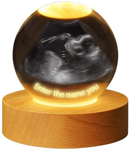 Esfera Mágica Personalizable, Bola de Cristal con Foto Digital y Pantalla, Imagen de Cristal 3d Personalizada, Imagen de Ultrasonido Al Revés, Ideal Como Regalo para Futuros Padres