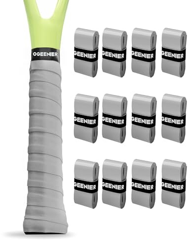 Ogeenier 12 stycken självhäftande tennis greppband halkskydd och anti-svett för overgrip tennisracket, padelhandtag, tennis, badminton, squashklubba