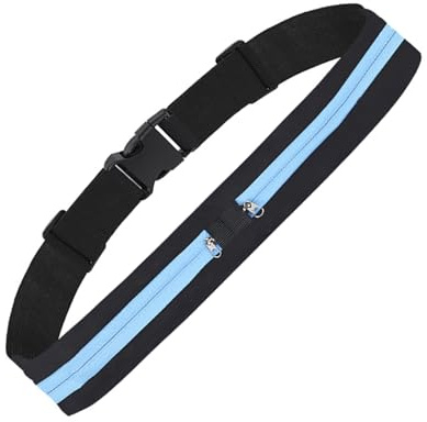 Multifunktionaler Gürtel, Hüfttasche, atmungsaktiv, verdeckte Hüfttasche, Aufbewahrungstasche, verstellbarer Laufgürtel, verdeckte Tasche, Handyrucksack, Farbe: Blau, Einheitsgröße
