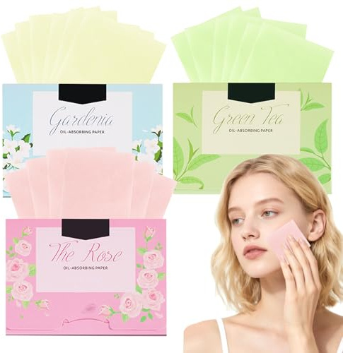 OIHCAZ 300 Sheets Oil Blotting Sheets for Face, Blotting Paper for Oily Skin Care Easy Dispensing Portable Natural Makeup Face Oil Blotting Paper for Women/Men/Kids (3.54x2.36 Inch)