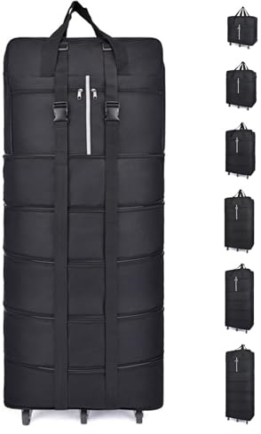 185L Extra Large Holdall with Wheels Expandable Foldable Luggage Large Bag Suitcase Collapsible Rolling Travel Bag Duffel Bag, Collapsible Luggage for Men Women for Camping, 127cm x 52cm x 28cm