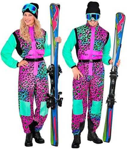 W WIDMANN MILANO Party Fashion - Tuta da sci costume per donna e uomo, tuta con cintura, design retrò per carnevale e feste après-ski