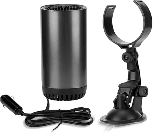 Termoventilatore da auto 12 V con ventosa, funzione sbrinamento rapido, doppia modalità termoventilatore con batteria, girevole compatto per riscaldamento auto, per riscaldamento auto 12 V in inverno