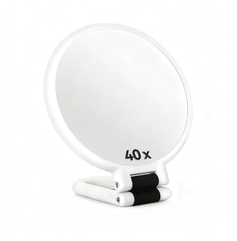 Galenecx Specchio Ingranditore, Specchios Truccos 360°Girevole, Specchios D'Ingrandim Pieghevole, Specchio da Trucco Portatile, per Trucco Quotidiano, L'applicazione di Ciglia Finte