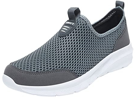 Zapatillas de Deporte de de Verano para Hombre, Zapatos Informales con Cordones Superficiales de Malla Transpirable (Grey, 45)