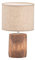 Fischer & Honsel Tischleuchte Malik, Betonlampe in Holzoptik mit Stoff-Lampenschirm & Schnurschalter, Beton in Holzfarben & Leinen in Sandfarben, Höhe 35cm, Durchmesser 20 cm