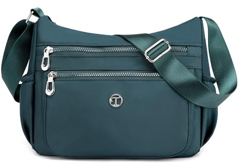 FORRICA Borsa Donna Tracolla Grande Borsa Ragazze Casuale Borsa a Spalla Nylon Leggero Impermeabile Borsa Tracolla Tasche Multiple Verde