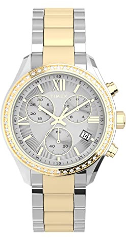 Timex Orologio cronografo standard da donna 38mm, Due tonalità., classico