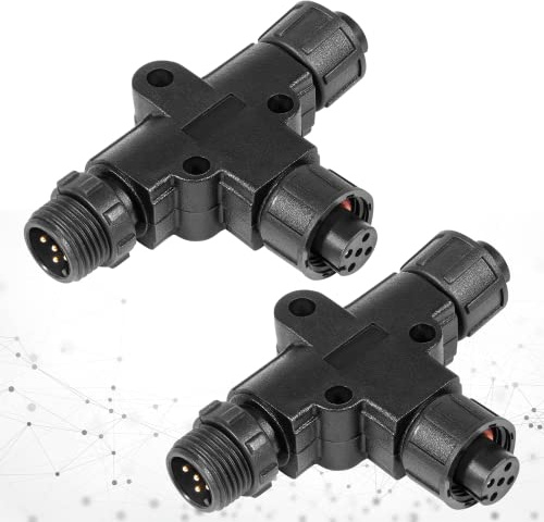 NMEA 2000 (N2k) (Tee) T-Connector Boat Accessories for Garmin Lowrance Simrad B&G Navico Networks, IP67 Waterproof, Stable Connection (2 Pack)