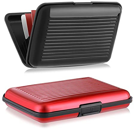 2 Stück Kredit Kartenetui mit Münzfach & Rfid Schutz Aluminium Card Holder Wasserdichtes Visitenkartenetui Mini Rfid Blockierender Kreditkartenschutz für Kreditkarten Personalausweis EC-Karten