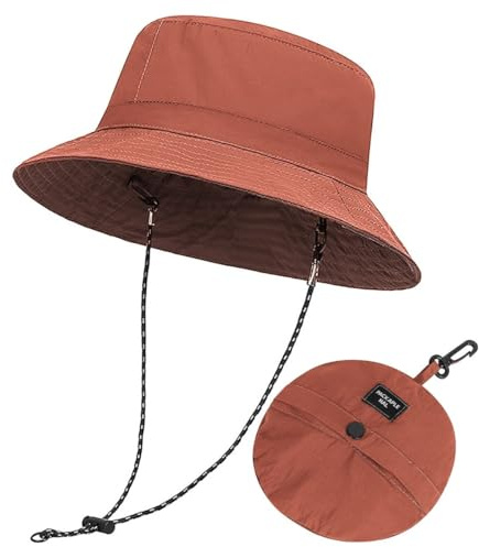 Rayson Sombrero de Pescador Hombre Plegable Gorra Lluvia Impermeable Unisexe Bucket Hat Sombrero Verano Protección UV Gorra Ciclismo Playa Talla Ajustable(Caramelo, Talla única)