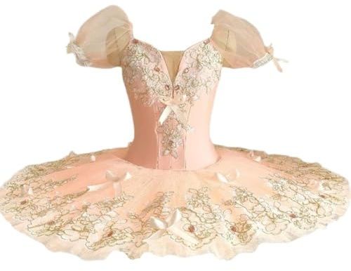GiftGalore Abito tutù professionale da danza classica per ragazze in fiori, piatto da donna e da bambino, costume da concorso di danza sul palcoscenico(160CM)