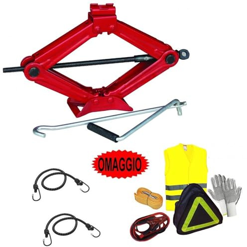 COMPATIBILE CON NISSAN X-TRAIL KIT SOS EMERGENZA STRADALE PER PRONTO SOCCORSO AUTO+CRIC A PANTOGRAFO CON BASE IN ACCIAIO E CHIAVE GIREVOLE 2 TONNELLATE