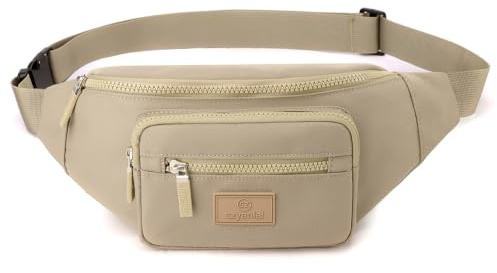 Bumbags for Ladies Bum Bag Fanny Pack Men Women Waist Pack Lightweight Adjustable for Running Walking Hiking Jogging (Khaki)