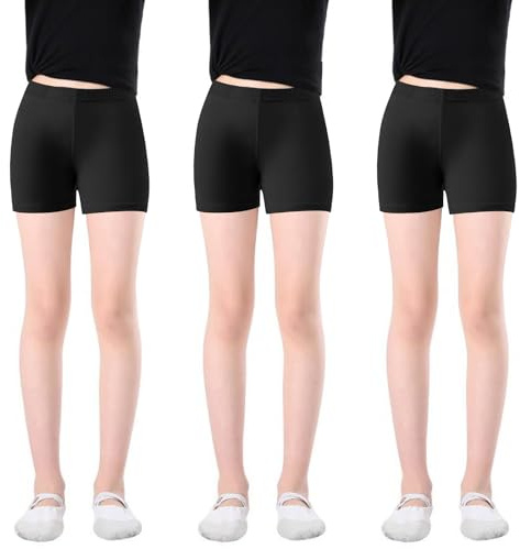 Mayoii Girls Cycling Shorts Cotton 2-12 Years – 3 Pack Breathable Over Knee Safety Shorts for PE, Dance, Gym, Under Skirts, Summer Leggings (UK, Age, 4 Years, 5 Years, Regular, 3, Black)