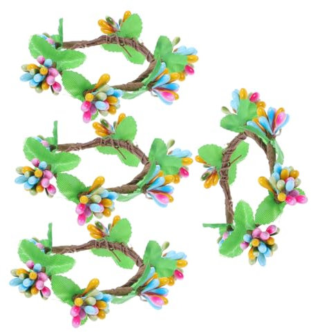 Alipis 4piezas Anillo De Vela para Pascua Coronas Artificiales Pequeñas Servilleteros para Mesa De Comedor Decoración De Primavera para Bodas y Fiestas Exquisito Diseño para Casa De