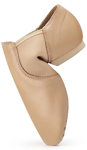 Stelle Jazz Shoes for Women Men Leather Upper Slip-on Dance Shoes Unisex（Tan,8.5
