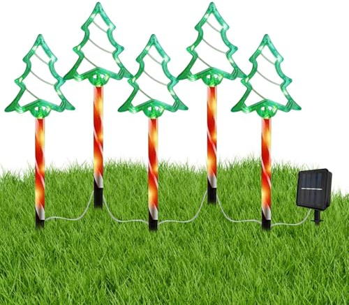 Njidher Luces Navideñas Solares Exteriores Impermeables - Luces Solares para Decoración De Árbol De Navidad - 5 Unidades Decoración para Jardín Patio Invierno Paisaje