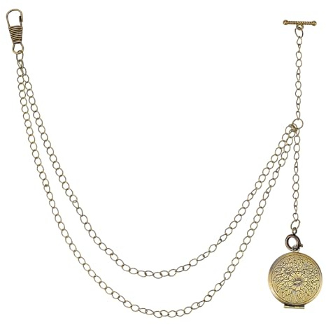 PH PandaHall Chaine pour Montre de Poche 34cm Chaîne de Gousset en Laiton Chaînes Gilet Bronze Antique avec Pendentif medaillon pour Hommes Cadeaux, Tenue Fête des Pères, Affaires, Mariages
