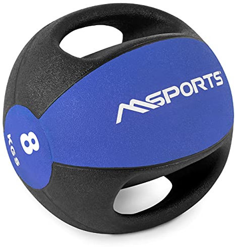 MSPORTS Medizinball Premium mit Griffe 1 – 10 kg – Professionelle Studio-Qualität Gymnastikbälle (8 kg - Königsblau)