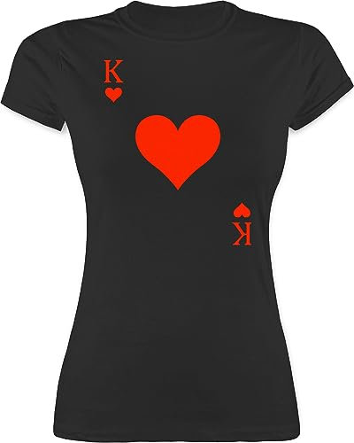 Shirt Damen - & Fasching - Herz König Spielkarte I King Queen Kartenspiel Karneval Herzkönig Spielkarte Herzkönig Karte I Poker King of Hearts - L - Schwarz - partnershirts pärchen