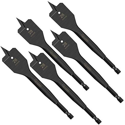 5 x SabreCut SCRIW28_5 28mm x 152mm Impact Rated Flat Wood Spade Bits for Softwood Hardwood Chipboard