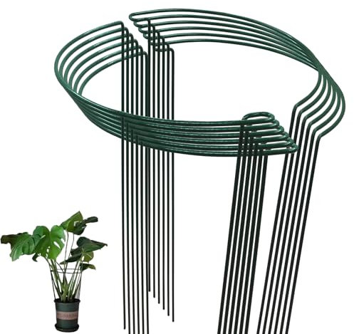 12 Pieces 25 x 40cm Bow Metal Plant Supports Stakes Ring Cage for Garden, Plant Stakes for Roses, Flower, Tomatoes, Peonies, Hydrangeas