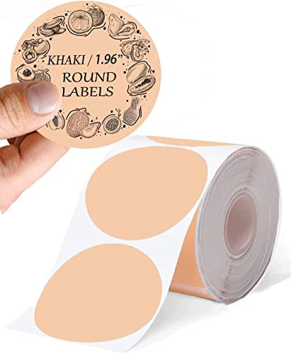 Phomemo M110 Rundes Etikett für M110/M120/M200/M220/M221 Etikettendrucker Multifunktionsetiketten- 1.96 x 1.96（50x50 mm） Thermo-Etikett für Barcode, DIY-Logo, Haus, Büro, 140 Etiketten/Rolle. Khaki