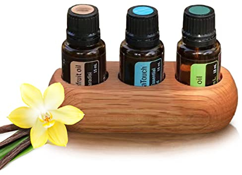 Caja para Aceite Esencial Organizador de Exhibición de Aceites Esenciales de Madera Soporte de 3 Agujeros Caja de Almacenamiento, Cosmética Estante de Presentación para Aceite Perfumado y Accesorio