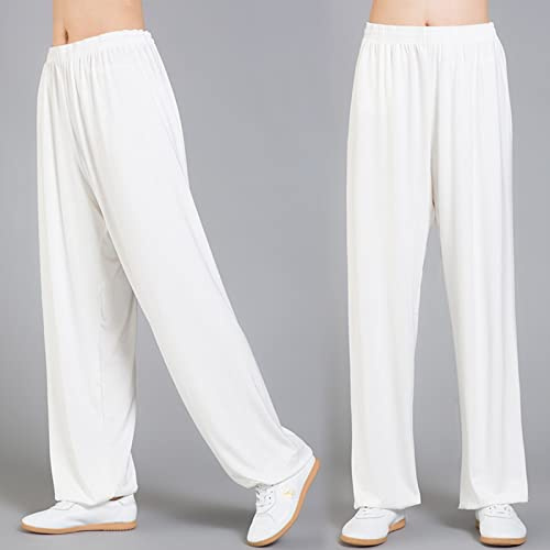 MXRFACTory Hombres y Mujer Pantalones de Tai Chi Elástico con Cordón Pantalones de Yoga Pantalones Deportivos Algodón Modal Harem Pantalón Polainas para Danza Yoga con Bolsillo Interior,001,M