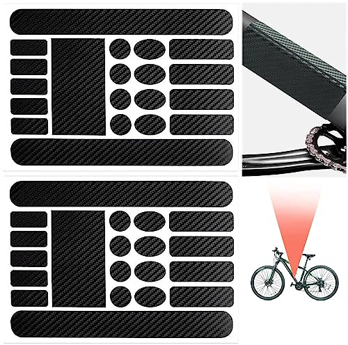 Bike Protection Film Sticker for frame, 2 Pcs Bicycle Decal, Carbon Fiber Color, Suitable for Mountain Road Bike Folding Frame Front Fork