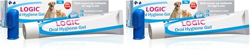 Logic Oral Hygiene Gel for Cats and Dogs, 70 g with Finger Toothbrush, 1 Count (Pack of 2)