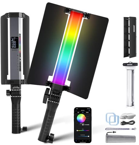 NEEWER RGB1 LED Tube Light Stick with Metal Barndoor, Handle, Touch Bar/APP Control, Magnetic Handheld RGB Video Light, 3200K-5600K CRI98+ Dimmable Photography Lighting with 6400mAh Battery, 17 Scenes