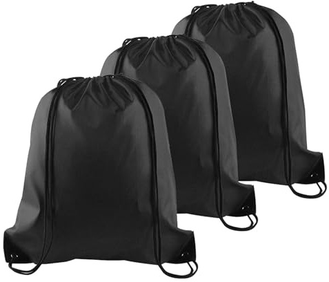 YSUY 3-Pack Black Drawstring Gym Bags, Bags Sports Cinch Sack String Bag, Bulk Swimming String Bags, Draw String Backpack Suitable for Sports, Gym, Travel, Swimming, Beach (3PCS)