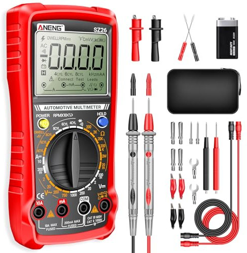 ANENG Multimètre SZ26,Testeur Moteur Auto Numérique,500-10000 Tr/Min,Angle De Maintien,Cycle De Service,Courant Continu,Tension AC/DC,Ohms,Écran LCD,Maintien Des Données,Outil Diagnostic Auto