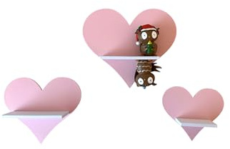 PsGreen Mini Herz-3er-Set kompatibel für Toniefiguren, Tonieregal Toniebox Tonie Erweiterung - Erweiterungsregal - Kinderzimmer (Rosa)