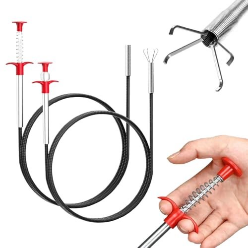 Bangbobi Claw Gripper Pipe Cleaning Spiral Set - 2 Pièces Nettoyeur de Drain Spirale, Pince à Griffe Flexible, Spirale de Tuyau, Nettoyeur de Drain, Nettoyage de Tuyau de Drain en Spirale