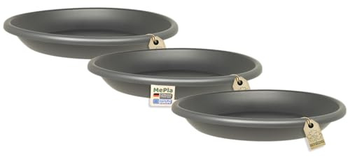 MePla - Lot de 3 soucoupes pour pot de fleurs Cilindro - Soucoupes rondes en plastique - Résistant aux intempéries - Résistant aux UV - Diamètre 12 cm - Anthracite
