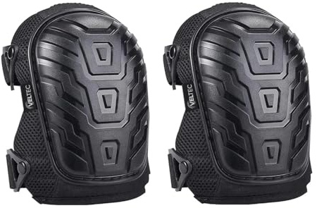 Veltec Premium Knee Pads for Work with Soft Foam and Gel Cushion - Heavy Duty Pads & Adjustable Non-Slip Straps - Pro Protection & Comfortable for Construction, Gardening, Flooring, Roofing and More